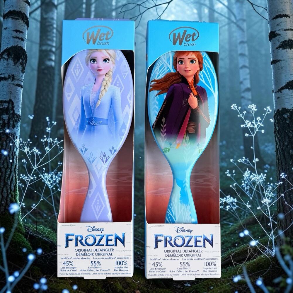 2 Pack Wet Brush Disney Frozen Elsa & Anna Original Detangler Hair Brushes New